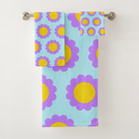 Retro les années 70 motif floral en bleu violet et