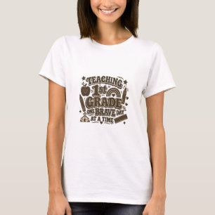 Retro Lesgeven 1e Leerjaar Eén Dappere Dag Op Een T-shirt