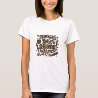 Retro Lesgeven 1e Leerjaar Eén Dappere Dag Op Een T-shirt