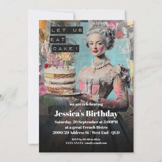 Retro Let Us Eat Cake - Uitnodiging voor een Frans (Voorkant)