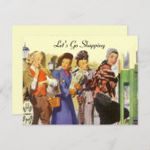 Retro LET'S GAAN INvitations City Stop Kaart (Voorkant / Achterkant)