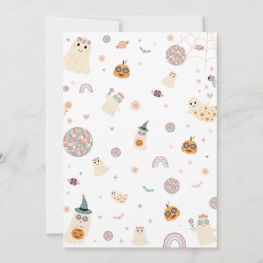 Retro Lets Go Ghouls Halloween Invitation d'annive (Dos)