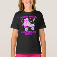 Retro Lets Roll Schaatsen Neon Roze T-shirt