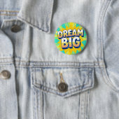 Retro lettering dream big text ronde button 5,7 cm (In situ)