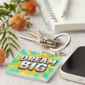 Retro lettering dream big text sleutelhanger (Voorkant Rechts)
