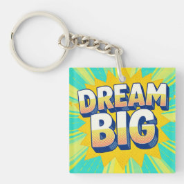 Retro lettering dream big text sleutelhanger