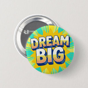 Retro lettering droom groot tekst ronde button 5,7 cm
