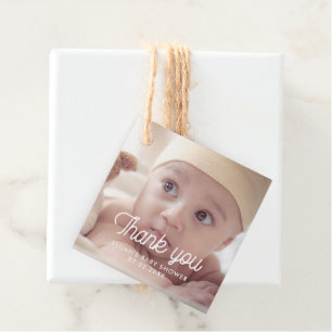 Retro lettertype baby shower dank u bedankjes labels