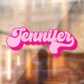 Retro Lettertype Heet Roze Jennifer Raamsticker (Vel 2)