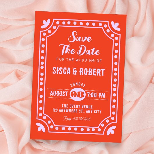 Retro leuke bruiloft save the date