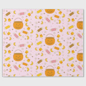 Retro Leuke Halloween Party Roze Cadeaupapier (Vlak)