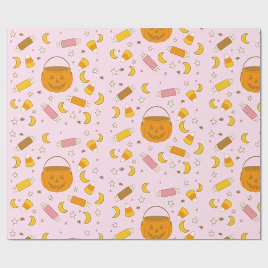 Retro Leuke Halloween Party Roze Cadeaupapier (Vlak)