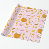 Retro Leuke Halloween Party Roze Cadeaupapier (Uitgerold)