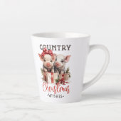 Retro leuke twee varkens land kerstwensen latte mok (Rechts)