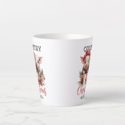 Retro leuke twee varkens land kerstwensen latte mok (Voorkant)