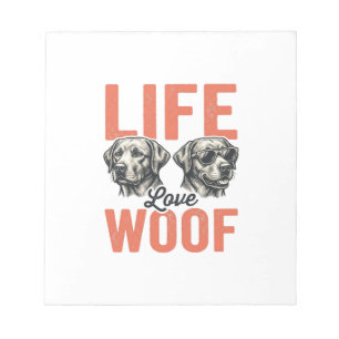 Retro Leven Liefde Woef Hond Grafisch Ontwerp_1 Notitieblok