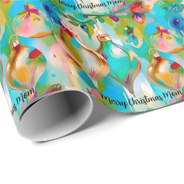 Retro levendige kerstversieringen aangepaste tekst cadeaupapier