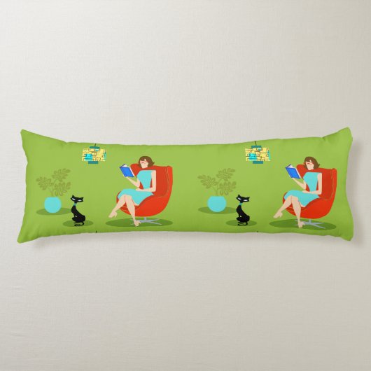 Retro Lezing Vrouw Lichaam Kussen (Voorkant)