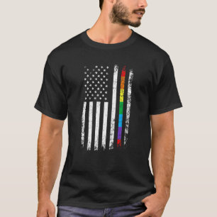 Retro LGBT Amerikaanse Vlag Regenboog Lesbische Ho T-shirt