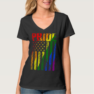 Retro LGBT Pride Amerikaanse Vlag Lesbisch Gay T-shirt