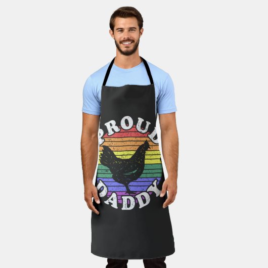 Retro LGBT Proud Chicken Dad T-Shirt Schort (Gedragen)