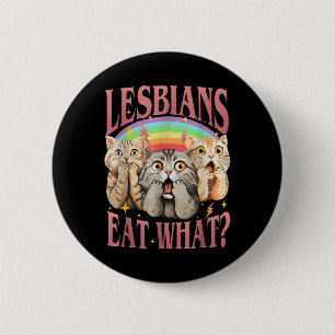 Retro LHBT Eet Wat Kat Lesbische Pride Maand Gelij Ronde Button 5,7 Cm