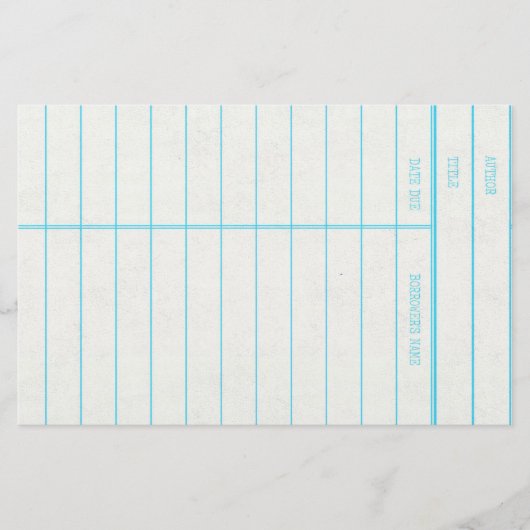 Retro Library Book Date Due Card Briefpapier (Voorkant)