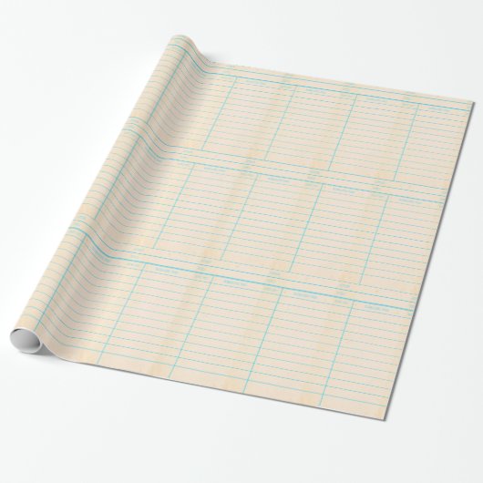 Retro Library Book Date Due Card Cadeaupapier (Uitgerold)