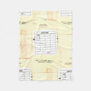 Retro Library Book Date Due Card Fleece Deken