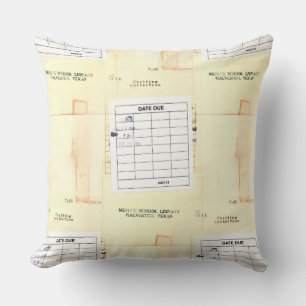 Retro Library Book Date Due Card Kussen