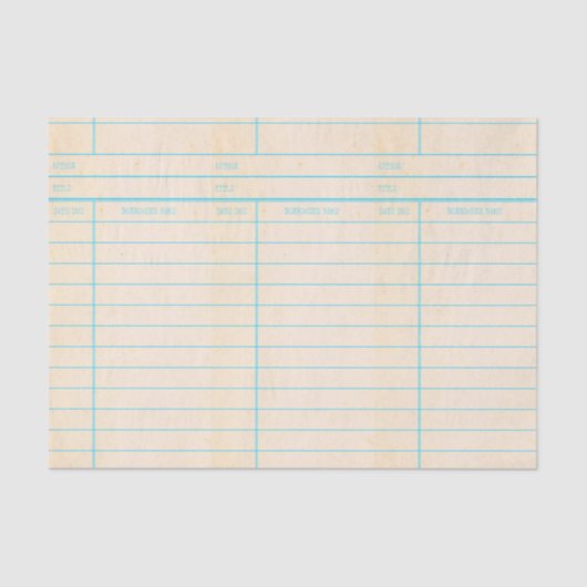 Retro Library Book Date Due Card Tissuepapier (Voorkant)