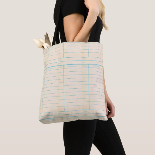 Retro Library Book Date Due Card Tote Bag (Dichtbij)