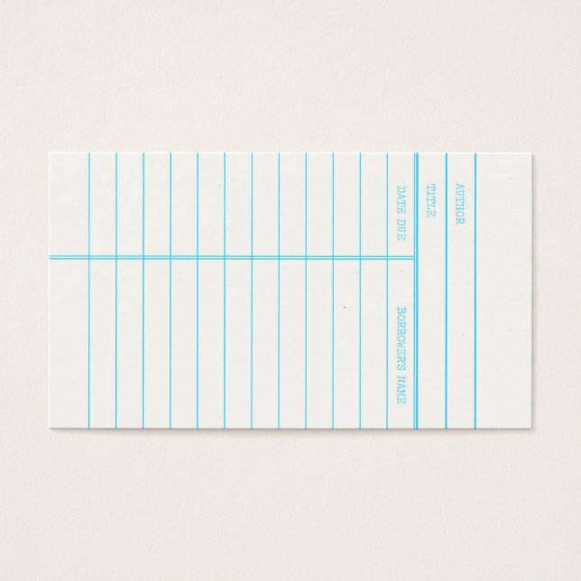 Retro Library Book Date Due Card Visitekaartje (Voorkant)