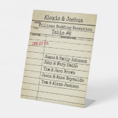 Retro Library Card Weddenschap Reception Reclamebord Met Voetstuk (Voorkant)