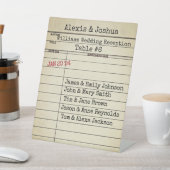 Retro Library Card Weddenschap Reception Reclamebord Met Voetstuk (Insitu)