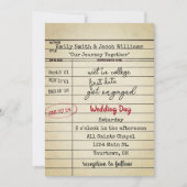 Retro Library Card Wedding Invite Kaart (Voorkant)