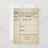 Retro Library Card Wedding RSVP Kaart (Voorkant)