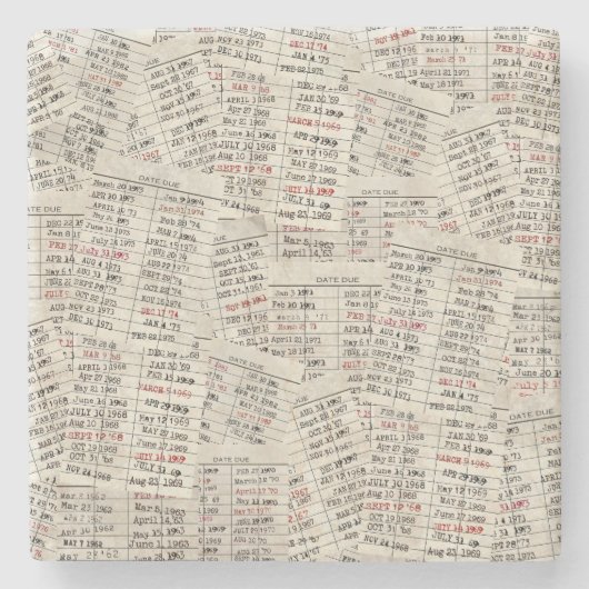 Retro Library Kaart Collectie Stenen Onderzetter (Voorkant)