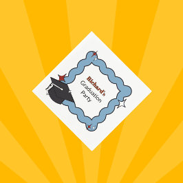 Retro lichtblauwe kronkelende jongen afstudeerfees servet