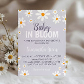 Retro Lichtpaarse Daisy Baby Shower Uitnodiging