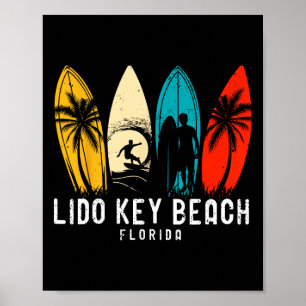 Retro Lido Key Beach Florida Surfboarder Design Fo Poster