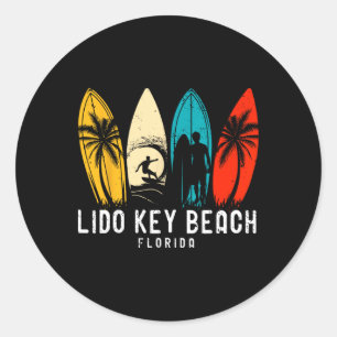 Retro Lido Key Beach Florida Surfboarder Design Vo Ronde Sticker