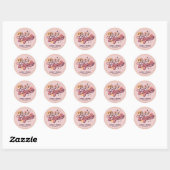 Retro Liefde en Bedankt Groovy Tekst Bedankt Ronde Sticker (Vel)