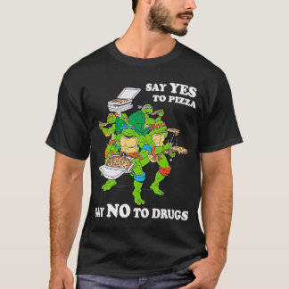 Retro Liefde Ninjaurtles Cartoon Zeg Ja tegen Pizz T-shirt