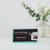 Retro Liefde Oven Kookles Bakken Chef Visitekaartje (Staand voorkant)