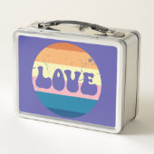 Retro Liefde Typografie Op  Sunset Stripes (Achterkant)