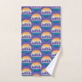 Retro Liefde Typografie Op  Sunset Stripes Bad Handdoek (Handdoek)