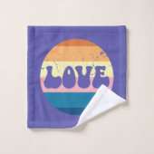 Retro Liefde Typografie Op  Sunset Stripes Bad Handdoek (Wasdoekje)