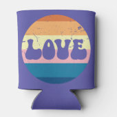 Retro Liefde Typografie Op  Sunset Stripes Blikjeskoeler (Achterkant)