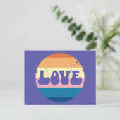 Retro Liefde Typografie Op  Sunset Stripes Briefkaart (Staand voorkant)